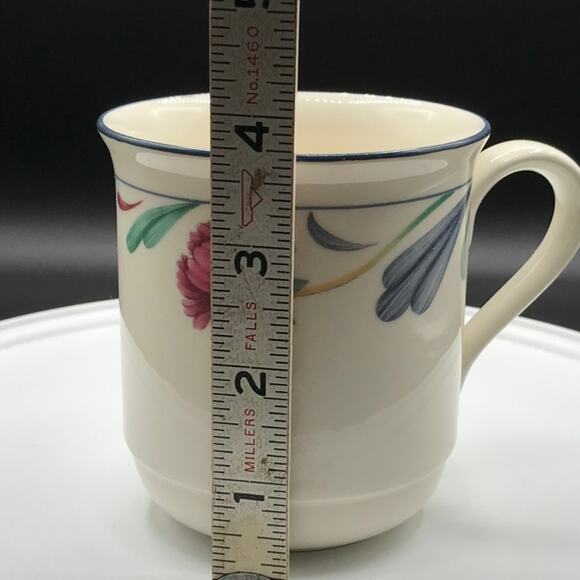 Vintage Lenox Set of 2 Coffee Tea Mugs Poppies On Blue Made In USA Replacements - Picture 8 of 10